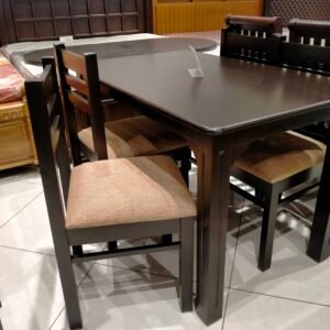 Brown Wooden Dining Set with Cushioned Chairs
