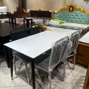 Modern White 4-Seater Dining Set
