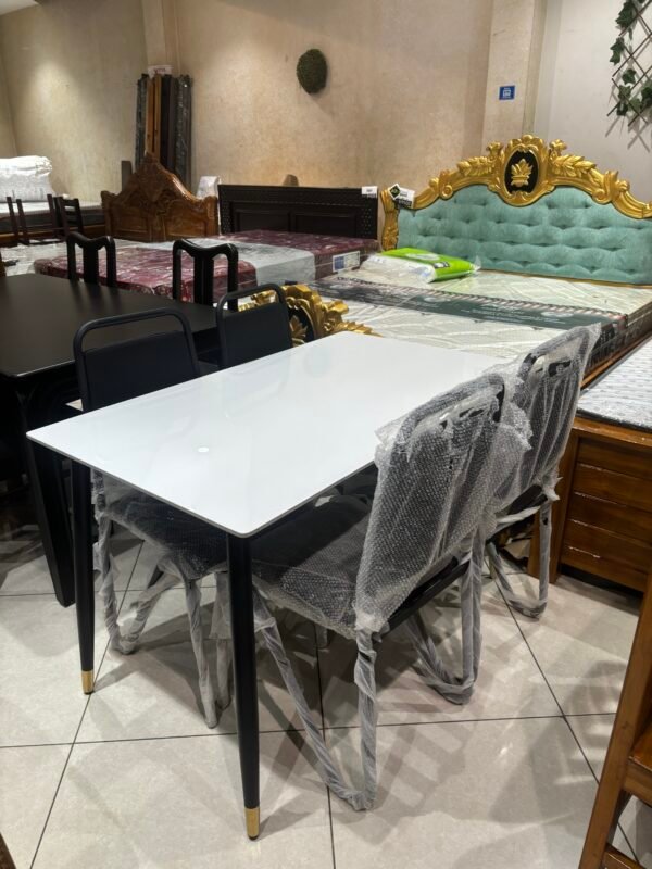 Modern White 4-Seater Dining Set