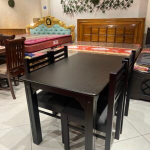 Matte Dark Brown 4-Seater Dining Set