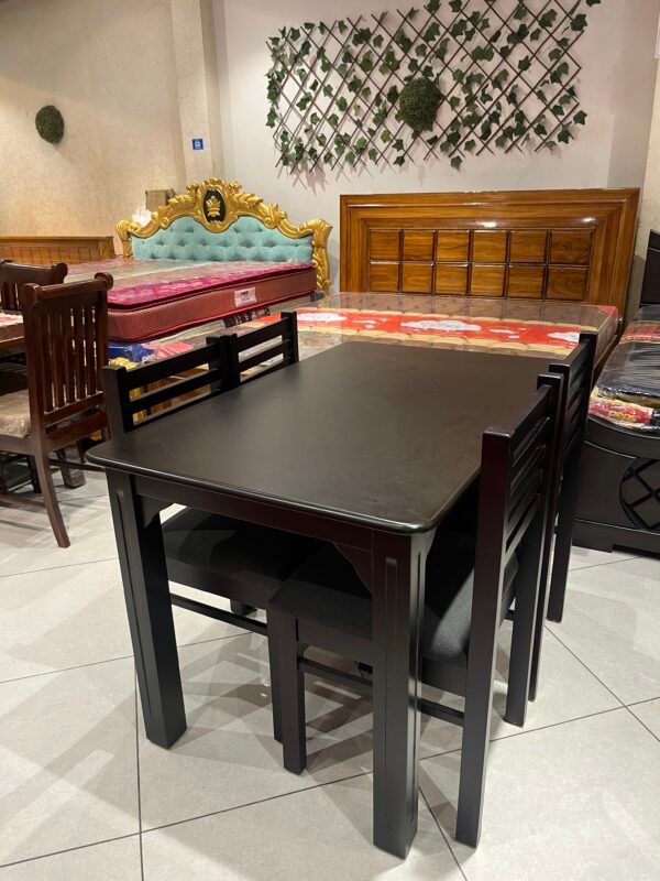 Matte Dark Brown 4-Seater Dining Set