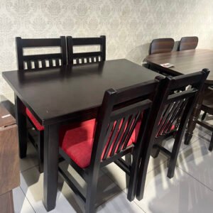 Mahogany Royale Dining Set with Red Cushion Chairs