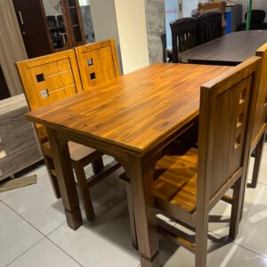 Lumina Light Brown Glossy 4-Seater Dining Set