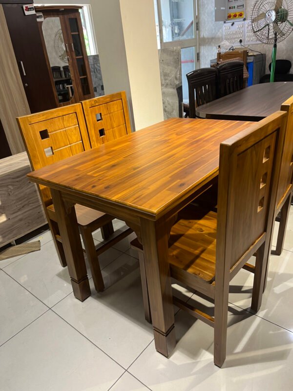 Lumina Light Brown Glossy 4-Seater Dining Set