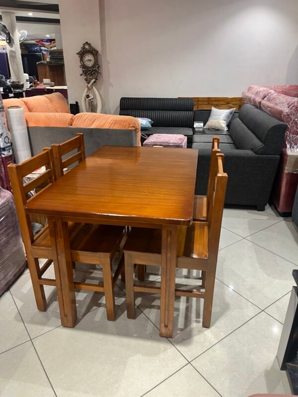 Aurora Light Brown Glossy 4-Seater Dining set